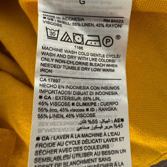 NWT Old Navy Yellow Button-Front V Neck Linen Blend Midi Dress Size L - Picture 4 of 8